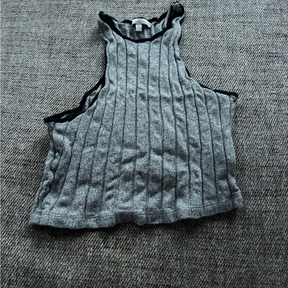 Gray Sleeveless Ribbed Top